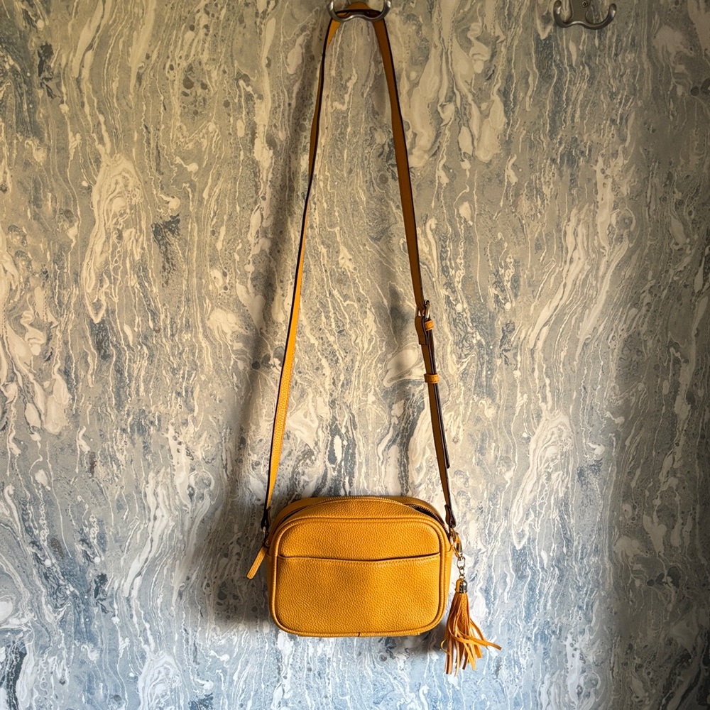 Source Unknown faux leather Mustard Crossbody Bag